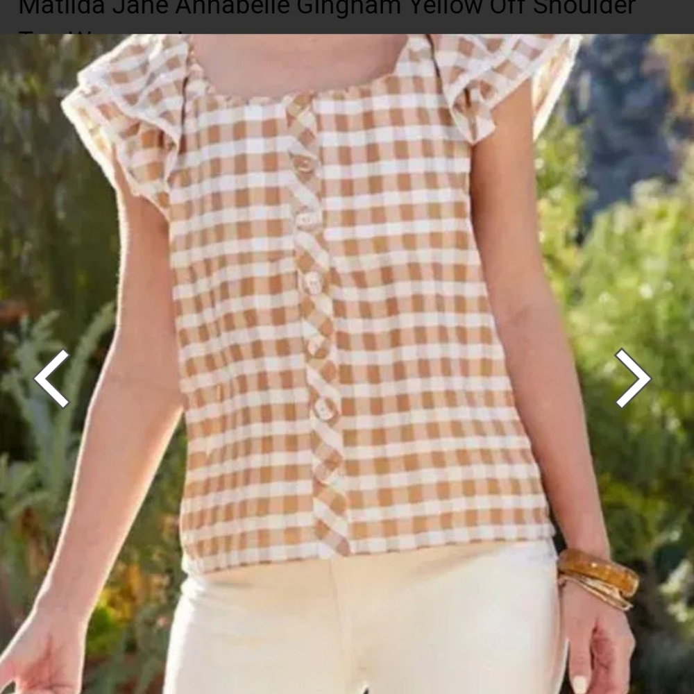NWT. Matilda Jane Enchanted Garden Annabelle Gingham Top Sz.Small